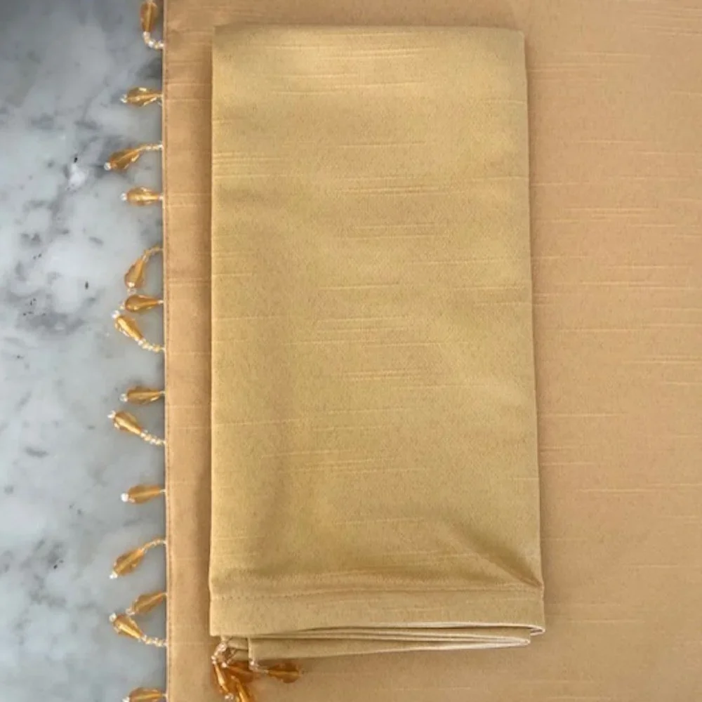 WATERFORD Shanghai Gold Leaf Beaded Place Mats 4